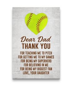 a baseball themed card with the words dear dad thank you for teaching me to pitch