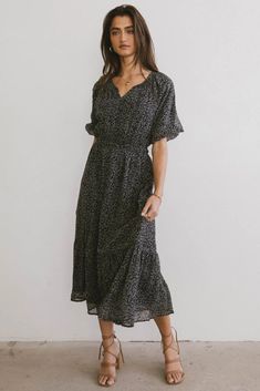 Allorah Ditsy Floral Midi Dress – Groovy Mimi Ditsy Floral, Floral Midi Dress, Dresses Xs, Round Neckline, Smocking, Midi Skirt, Hand Wash, Midi Dress, Short Sleeves