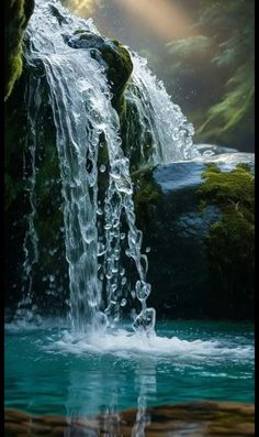 a waterfall with water coming out of it