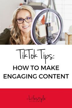 a woman holding up a magnifying glass with the words tips how to make engaging content