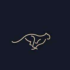 a black and gold logo with a cheetah on it's back side