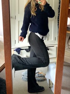 Styling School Uniforms Pants, School Trousers Aesthetic, Jumper Trousers Outfit, Shoes For Sixth Form, Smart Jumper Outfit, Shirt And Jumper, Jumper And Trousers Outfit, School Trousers Uniform, Autumn Sixth Form Outfits