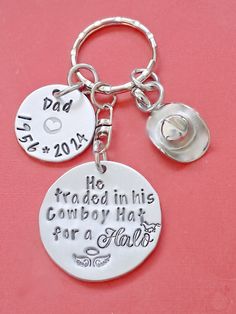 a key chain with two charms attached to it