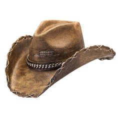 Stampede Hats - Black Stained Cowboy Hat w- Chain Hat Band | eBay Western Cowboy Hats For Women, Cowboy Hat Shapes Style, Autobot Oc, Cowboy Clothes, Cowboy Hat Design, Leather Cowboy Hats, Black Cowboy Hat, Oc Things, Skull Accessories