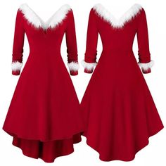 Women Festival Christmas Santa Costume Bump baby and beyond Santa Costume, Womens Christmas, Red Midi, Winter Dress, Christmas Plush, Women Christmas, Xmas Party, Christmas Dress, White Trim