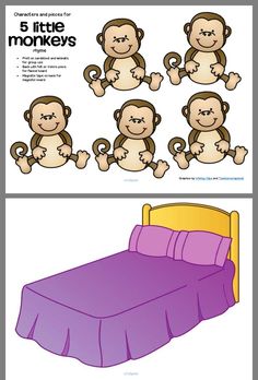 the instructions for how to make a bed with monkeys on it and then cut out