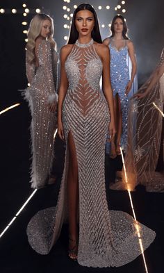 Chic and Holland HF110333 - Illusion Halter Beaded Evening Gown Vday Dress, Crystal Dresses, Dresses Glam, Silver Evening Gowns, Psd Boxers, Choker Design, Dinner Gowns, Beaded Evening Gowns, Prom Girl Dresses