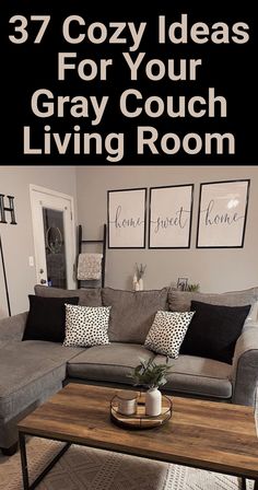 37 Cozy Ideas For Your Gray Couch Living Room Light Gray Couch With Black Accents, Gray Couch Living Room Rug Ideas, Modern Rustic Living Room Grey Couch, Minimalist Gray Living Room, Cozy Modern Living Room Apartment, Living Room Ideas With Dark Grey Couch, Cozy Living Room With Grey Couch, Living Room Rug Ideas Grey Couch, Grey Couch Living Room Ideas Color Schemes