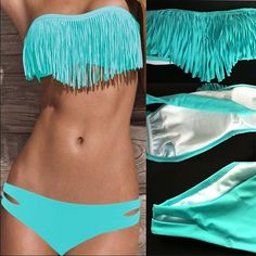 Boho Fringe Bandeau Top and Chic Bottoms by PinkSirenDesigns, $22.00. Boho Fringe, Bandeau Top, Swim Suits, Look Cool, Summer Time, Just In Case, Athleisure, Bathing Suits, Style Me