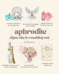 an advertisement for the perfume brand aphrodite, with images of women and flowers