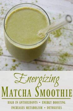 the book cover for energizing matcha smoothie