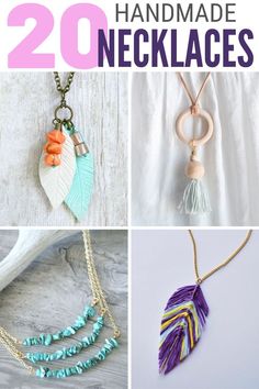 the top 20 handmade necklaces with text overlay that reads, 20 handmade necklaces