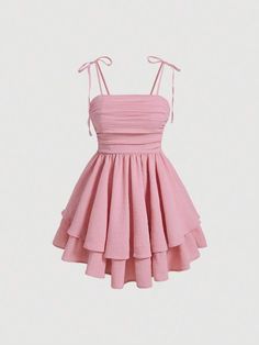 Cute Little Dresses For Teens, Summer Dresses Shein, Pink Dress Shein, Teen Summer Dresses, Pink Fancy Dress, Pink Cami Dress, Teenage Dresses, Dresses For Teenagers, Trendy Summer Dresses