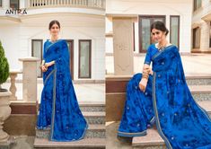 #antra #presents #red #queen #georgette #diamond #lace #print #saree | saree with blouse | half sleeve blouse | colourful blue saree | fabrics georgette saree | party wear saree | festival wear saree | printed saree | formal occasion wear saree | antra presents georgette saree collection .