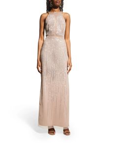 Aidan by Aidan Mattox Crewneck Sleeveless Beaded Gown | Neiman Marcus Wedding Guest Outfits, Event Attire, Cutout Gown, High Low Gown, Outfits Wedding, Dresses Wedding Guest, Wedding Festivities, Cutout Maxi Dress