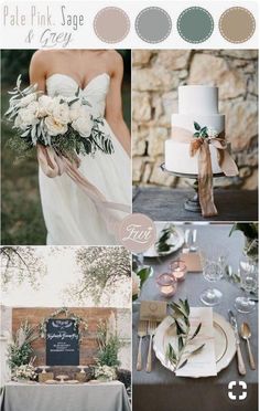 the wedding color scheme is gray and white