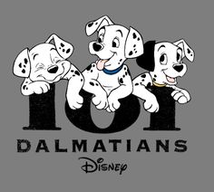 the 101 dalmatians logo with three puppies on it's back side