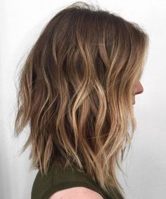 Long Choppy Bobs, Bob Balayage, Light Brown Balayage, Brunette Ombre, Wavy Lob, Brunette Balayage, Lob Hairstyle