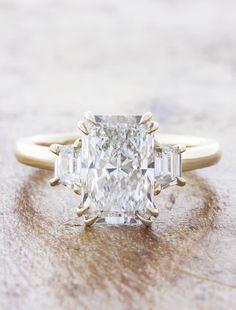 caption:2.50ct radiant cut diamond Radiant Cut Engagement Rings, Radiant Engagement Rings, Lab Diamond Engagement Ring, Radiant Cut Diamond, Classic Engagement Rings, Natural Diamond Engagement Ring, Radiant Diamond, Three Stone Engagement, Yellow Gold Setting