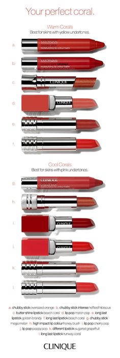 Find the perfect coral lipstick shade for you. Warm corals are best for skins with yellow undertones. Cool corals are best for skins with pink undertones. Red Hair Makeup, Matte Eye Makeup, Coral Lipstick, Green Lips, Trendy Eyeshadow, Makeup Shades, Lipstick Shade, Red Eyeshadow, Mac Eyeshadow