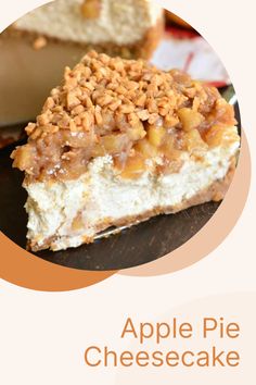 an apple pie cheesecake on a plate