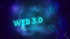 the words web 30 are glowing against a dark background with blue and green lights on it