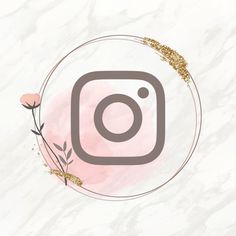 the instagram logo is surrounded by pink and gold flowers