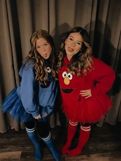 Thing One Thing Two Halloween Costume, Hallow Ween Costumes, Duo Halloween Costumes Elmo And Cookie Monster, Cookie Monster Halloween Costume Women, Elmo Halloween Costume Women, Matching Book Week Costumes, Halloween Costumes For 2 People Friends, Halloween Costumes Warm Clothes, Matching Costumes For Friends