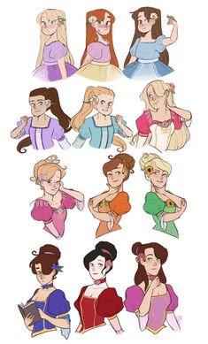 the disney princesses are all different colors