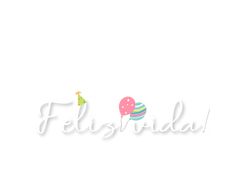 the word feliz navidad written with balloons and confetti on white paper