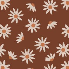 a brown background with white flowers on it