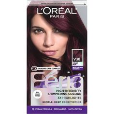 With L'Oreal Feria permanent hair color, what you see is the shimmer. Multi-Faceted shimmering color with 3X highlights delivers intensified, brilliant results. Inspired by fashion, Feria offers a twist on the traditional and gives edgy hair color - from bright red, platinum blonde, rose gold, metallic brown, to blue black hair color, these hair dye kits will transform your hair. Feria's prismatic color spectrum is custom-blended by L'Oreal master colorists for bold, head-turning shades – no app Garnier 42 Deep Burgundy, Loreal Midnight Ruby Hair Color, Loreal Feria R48, Best Burgundy Hair Dye Box, Burgundy Hair Dye Box, Deep Burgundy Hair Color Box Dye, Sally Beauty Supply Hair Color Burgundy, Loreal Purple Hair Dye, Loreal Magenta