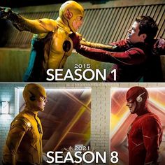 the flash and arrow characters are in season 1, episode 3, and season 8