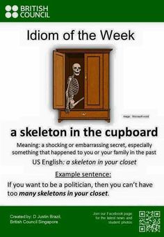 a skeleton in the cupboard is shown with an advert for british council on children's rights