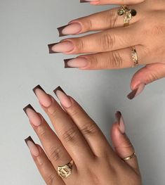 Manicured Nails, Brown Acrylic Nails, Brown Nails Design, Simple Acrylic Nails, Fall Acrylic Nails