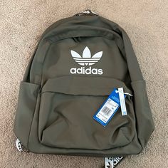 Brand New With Tags Adidas Green Backpack Cheap Green Standard Backpack, Adidas Green Backpack, Trendy Adidas Backpack For Everyday Use, Trendy Adidas School Backpack, Trendy Adidas Standard Backpack, Casual Adidas Standard Backpack, Trendy Adidas Backpack For Back To School, Adidas Backpack With Adjustable Strap, Adidas Casual Everyday Backpack