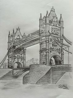 a drawing of the tower bridge in london