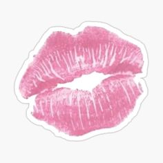 pink lipstick sticker on a white background