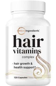 PRICES MAY VARY. Micro Ingredients offers 120 extra-strength capsules of a 14-in-1 hair vitamins complex, enjoy essential women and men hair nourishing nutrients that include vitamins, minerals, and antioxidants. Each 2-capsule serving size provides 1,000mcg vitamin A, 100mg vitamin C, 20mcg vitamin D, 400mcg folate, 5mcg vitamin B12, 5,000mcg biotin, 10mg iron, 10mg zinc, 500mg saw palmetto, 500mg ashwagandha, 50mg bamboo extract, 50mg hydrolyzed collagen peptides, and 50mg hydrolyzed keratin. Hair Vitamins Growth, Best Vitamins For Hair Growth, Hair Growth Vitamins, Saw Palmetto, Bamboo Extract, Vitamins For Hair Growth, Maintaining Healthy Hair, Thicker Hair, Men Hair