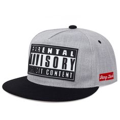 Parental Advisory Cap - New Fashion Offset Printed Baseball Adjustable Snapback Cap Description: Introducing the Parental Advisory Cap - a stylish and bold addition to your collection. Perfect for summer and outdoor activities, this hip hop-inspired adjustable snapback hat ensures you stay trendy while protecting yourself from the sun. Crafted from high-quality polyester, it guarantees durability and comfort. Product Details: Material: Polyester Colors Available: All Black, Black and White, Red, Luxury Fitted Gray Hat, Luxury Fitted Sun Hat For Men, Luxury Casual Flat Cap, Cultura Hip Hop, Embroidery Flats, Stylish Alphabets, Cap Collection, Hip Hop Hat, Cap Men