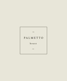 the logo for palmetto house is shown in black on a white background with a square frame