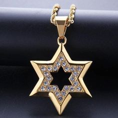 The Star of David is a six-pointed star composed of two triangles, one pointing up and the other pointing down. It is a prominent Jewish symbol that is also incorporated by the Freemasons. In addition, the triangles in the six-pointed star represent the mingling of apparent opposites in nature, darkness & light, error & truth, ignorance & wisdom, evil & good, throughout human life. This necklace is made of solid Stainless Steel that will never rust or lose its color. Its detailed Hip Hop Bling, Metal Pendant Necklace, Whale Necklace, Shark Earrings, Compass Bracelet, Jewish Star, Mermaid Bracelet, Hook Necklace, Bracelet Viking