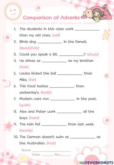 the worksheet for children's advers