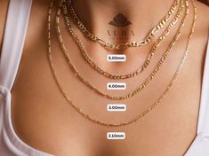 "14K Gold Figaro Chain Necklace, 2mm 3mm 4mm 5mm Figaro Chain Necklace, Genuine Gold Chain Choker, Thick Figaro Necklace, Man Woman Necklace Features *Material: 14K Real Gold *Color Options: Yellow Gold, White Gold, Rose Gold *Metal Stamp: 14K (585) *Available Bracelet Sizes: 5Inches to 10Inches  *Weight(approx) :  2.10mm- 1.60gr 3.00mm-4.20gr 4.00mm-5.50gr 5.00mm-9.90gr *Ready to Ship in 3-5 Business Days. FREE Express worldwide shipping. FREE Engraving service Each item is made to order. Comes Cheap Gold Necklace With Figaro Chain, Luxury Gold Jewelry With Figaro Chain, Luxury Figaro Rope Chain Necklace As A Gift, Luxury Gold Figaro Chain Rope Necklace, Cheap Figaro Chain Jewelry Gift, Cheap Figaro Chain Necklaces For Gifts, Luxury Gold Plated Jewelry With Figaro Chain, Figaro Chain Men, Necklace Man