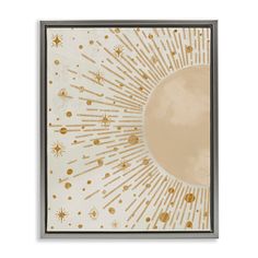 an art print with gold stars and sunbursts