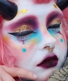 Pastel Jester, Mothman Oc, Pastel Clown, Jester Makeup, Burlesque Makeup, Face Paint Makeup, Unique Makeup