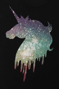 an image of a unicorn with stars on it's head and paint drips running down its face