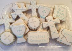 1st Communion Cookies, First Communion Cookies, Finding Nemo Theme, First Communion Boy, Communion Cookies, Baseball Pics, Communion Cake Topper, Communion Sets