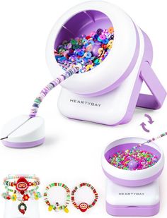 PRICES MAY VARY. 💗 [2024 New Update Electric Bead Spinner] ①Updated motor ensure stable rotation of the beading bowl, allow you to adjust speed from slow to fast, supporting both left & right steering. ②Upgraded curved pulp leaf inside the beading bowl prevents any accidental hit needle, effectively preventing beads from splashing, ensure smoother beading process. ③Update magnetism needle base, making it easier to hold metal needles securely. Anti-slip pad design, providing increased stability