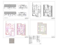 the floor plan for an apartment building with three floors and four rooms, including one bedroom